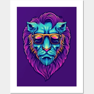 Psychedelic Lion Head Illustration Posters and Art